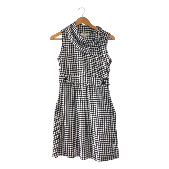 Monteau Sleeveless Cowl Neck Houndstooth Dress Black White Medium Posh Style - Picture 12 of 13